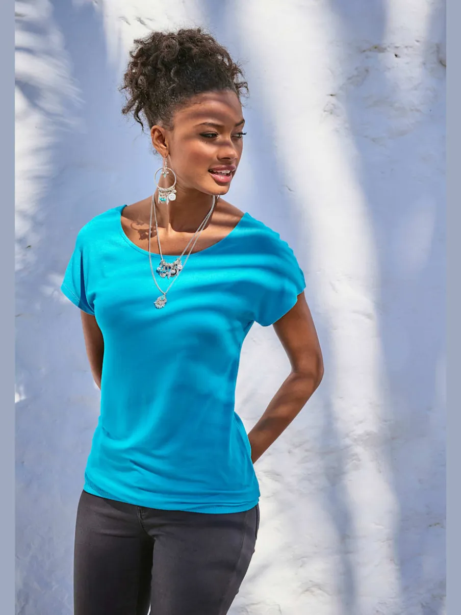 T-shirt à manches courtes avec empiècement crochet doux au dos