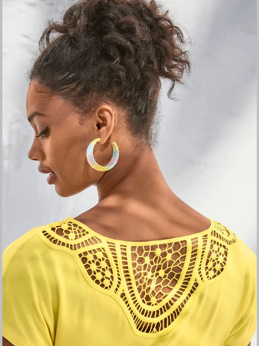 T-shirt à manches courtes avec empiècement crochet doux au dos