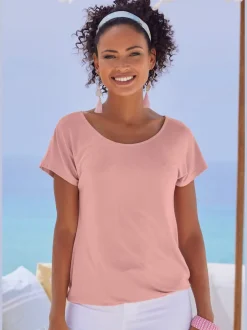 T-shirt à manches courtes avec empiècement crochet doux au dos