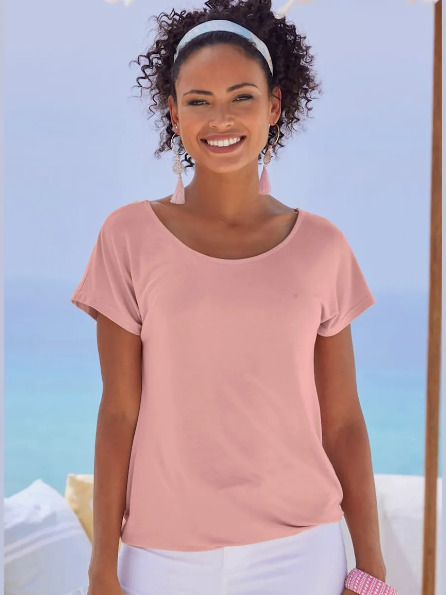 T-shirt à manches courtes avec empiècement crochet doux au dos