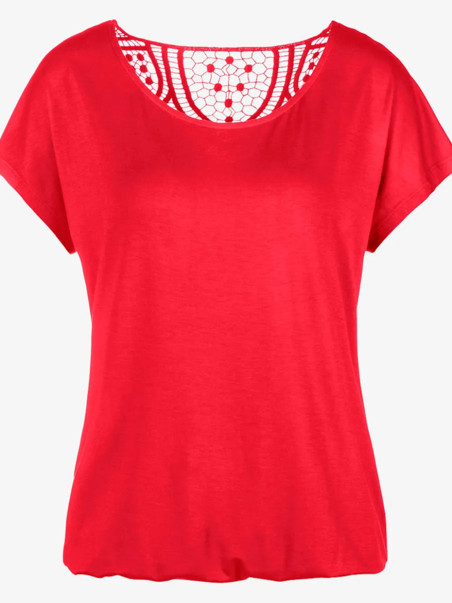 T-shirt à manches courtes avec empiècement crochet doux au dos