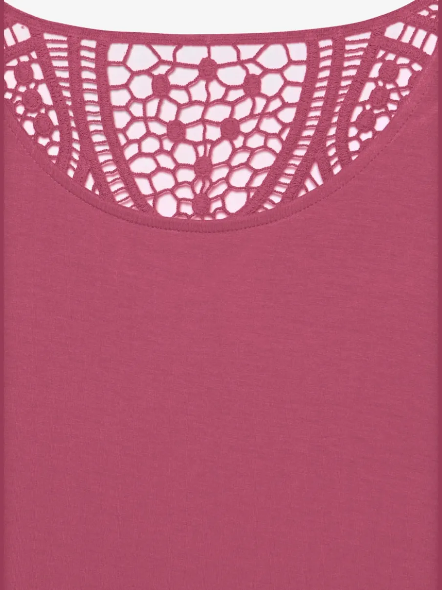 T-shirt à manches courtes avec empiècement crochet doux au dos