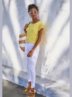 T-shirt à manches courtes avec empiècement crochet doux au dos