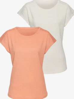 T-shirt à manches courtes avec empiècement crochet aux épaules