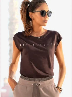 T-shirt à manches courtes avec encolure ronde et logo brillant