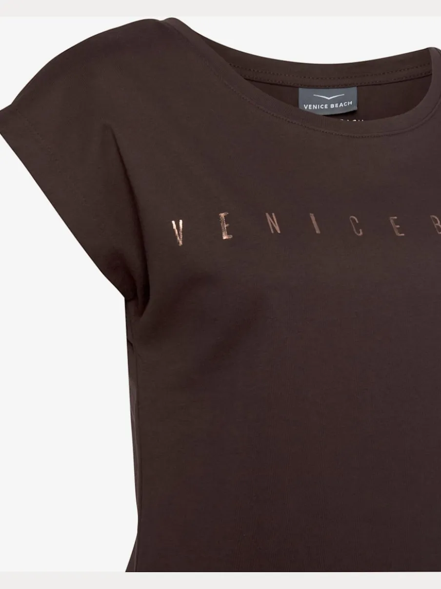 T-shirt à manches courtes avec encolure ronde et logo brillant