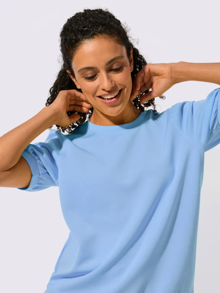 T-shirt à manches courtes avec fronces aux épaules en modal