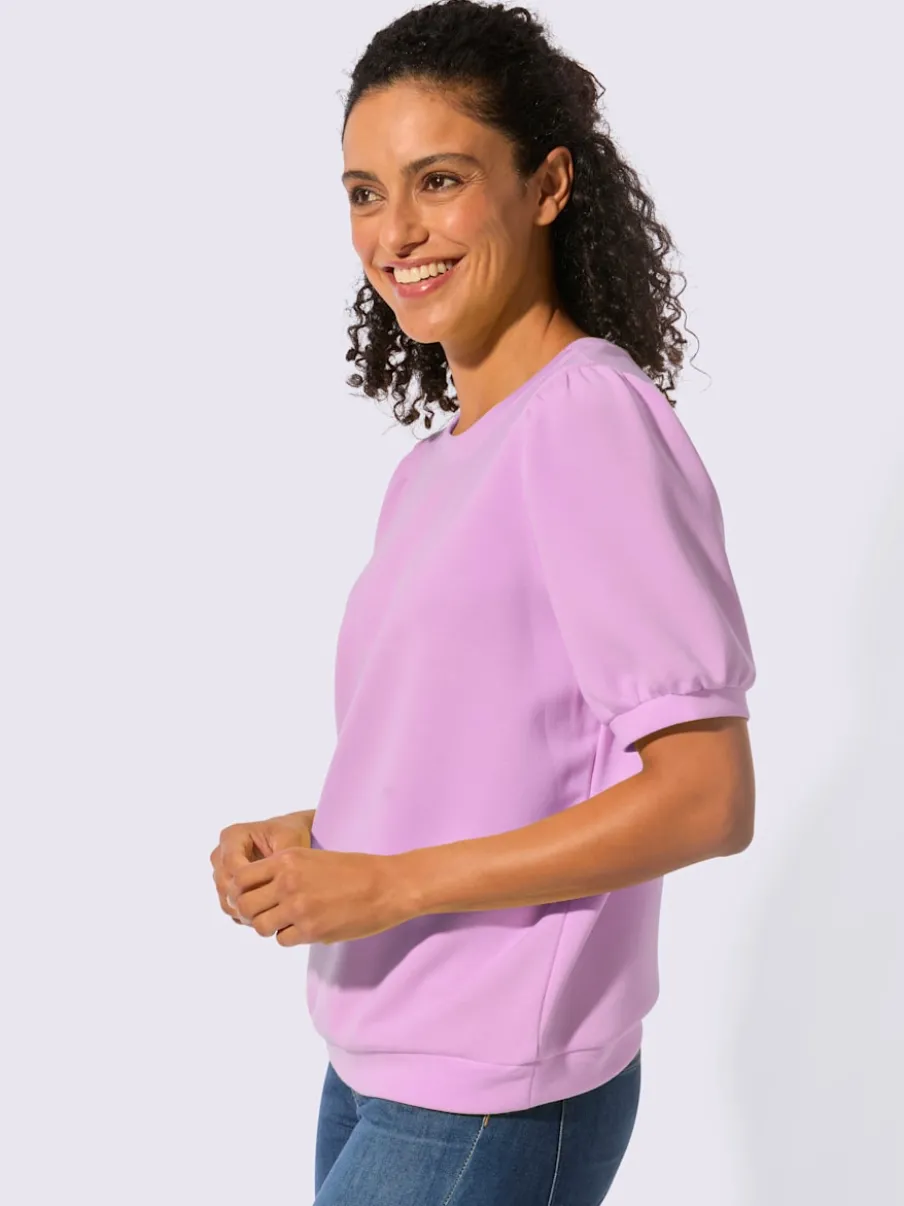 T-shirt à manches courtes avec fronces aux épaules en modal