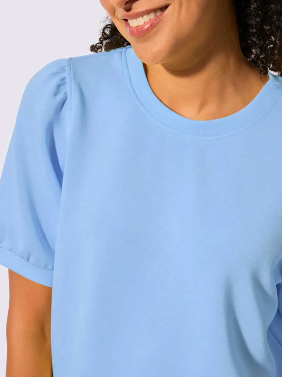 T-shirt à manches courtes avec fronces aux épaules en modal