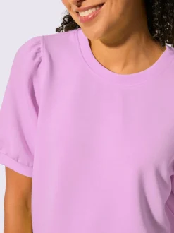 T-shirt à manches courtes avec fronces aux épaules en modal