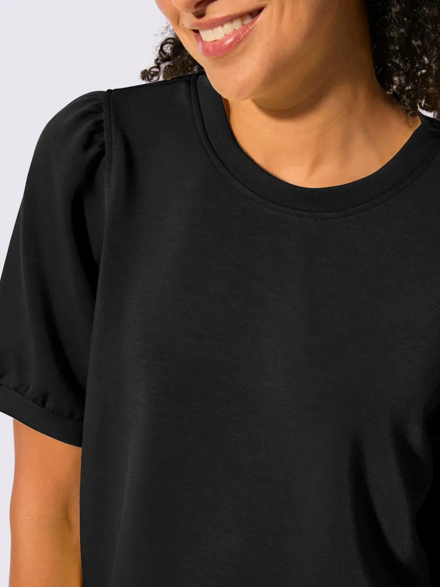 T-shirt à manches courtes avec fronces aux épaules en modal