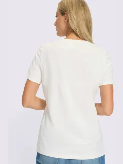 T-shirt à manches courtes avec inscription brillante encolure ronde