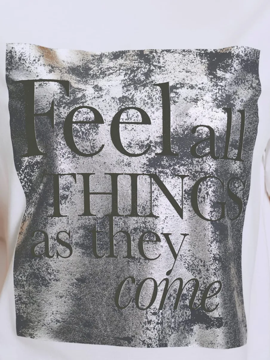 T-shirt à manches courtes avec imprimé scintillant et encolure ronde