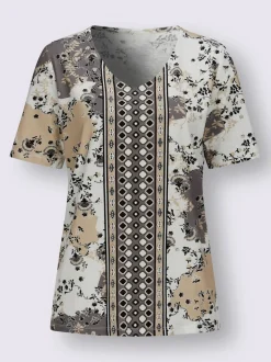 T-shirt à manches courtes avec imprimé floral et col V