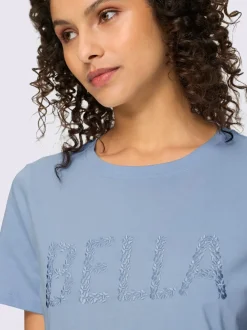 T-shirt à manches courtes avec inscription BELLA brodée en coton