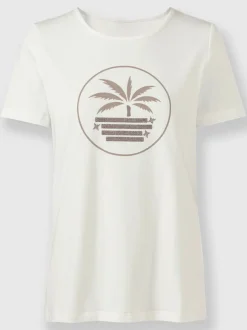 T-shirt à manches courtes avec imprimé lettrage et petites pierres brillantes