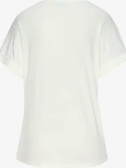 T-shirt à manches courtes avec imprimé feuille en viscose douce