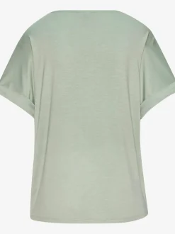 T-shirt à manches courtes avec imprimé feuille en viscose douce