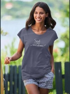T-shirt à manches courtes avec inscription en jersey doux
