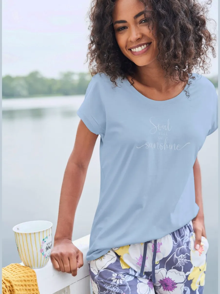 T-shirt à manches courtes avec inscription en jersey doux