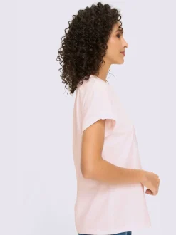 T-shirt à manches courtes avec imprimé feuille et inscription