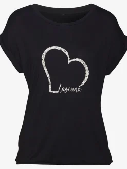 T-shirt à manches courtes avec imprimé cœur et taille élastiquée