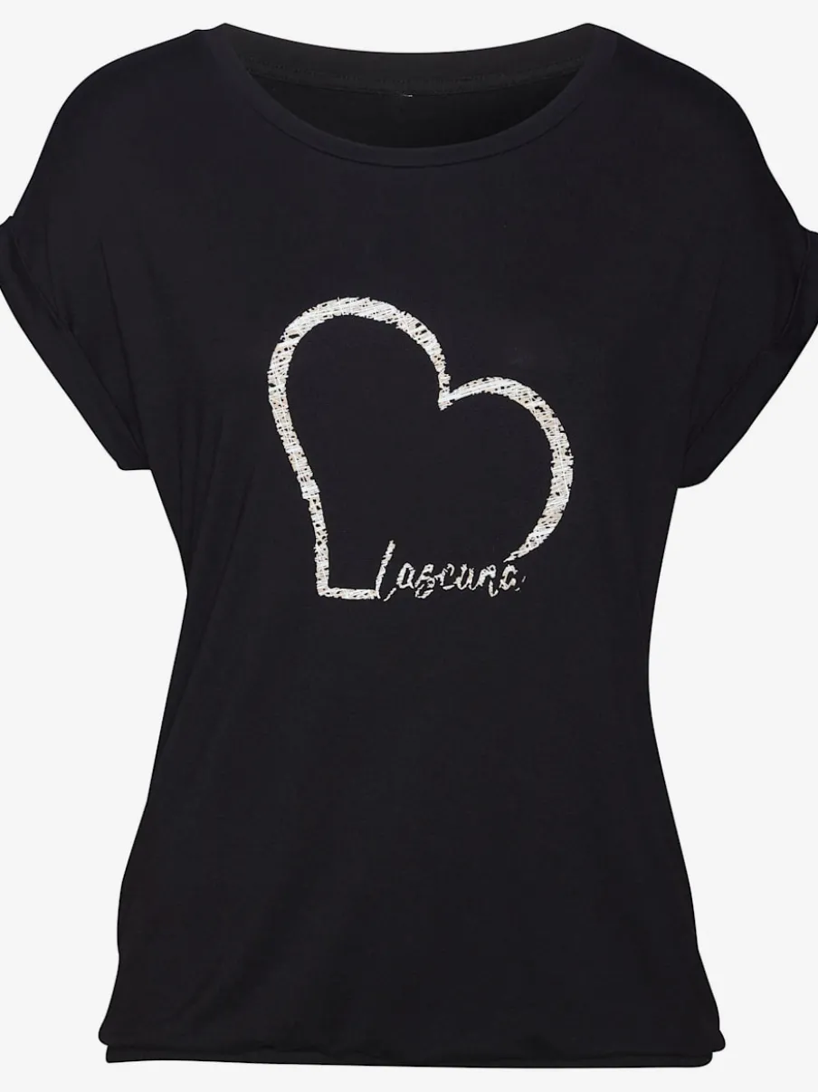 T-shirt à manches courtes avec imprimé cœur et taille élastiquée