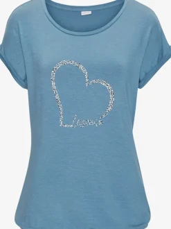 T-shirt à manches courtes avec imprimé cœur et taille élastiquée