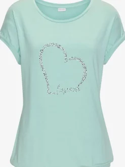 T-shirt à manches courtes avec imprimé cœur et taille élastiquée
