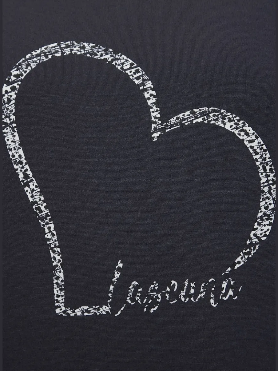 T-shirt à manches courtes avec imprimé cœur et taille élastiquée