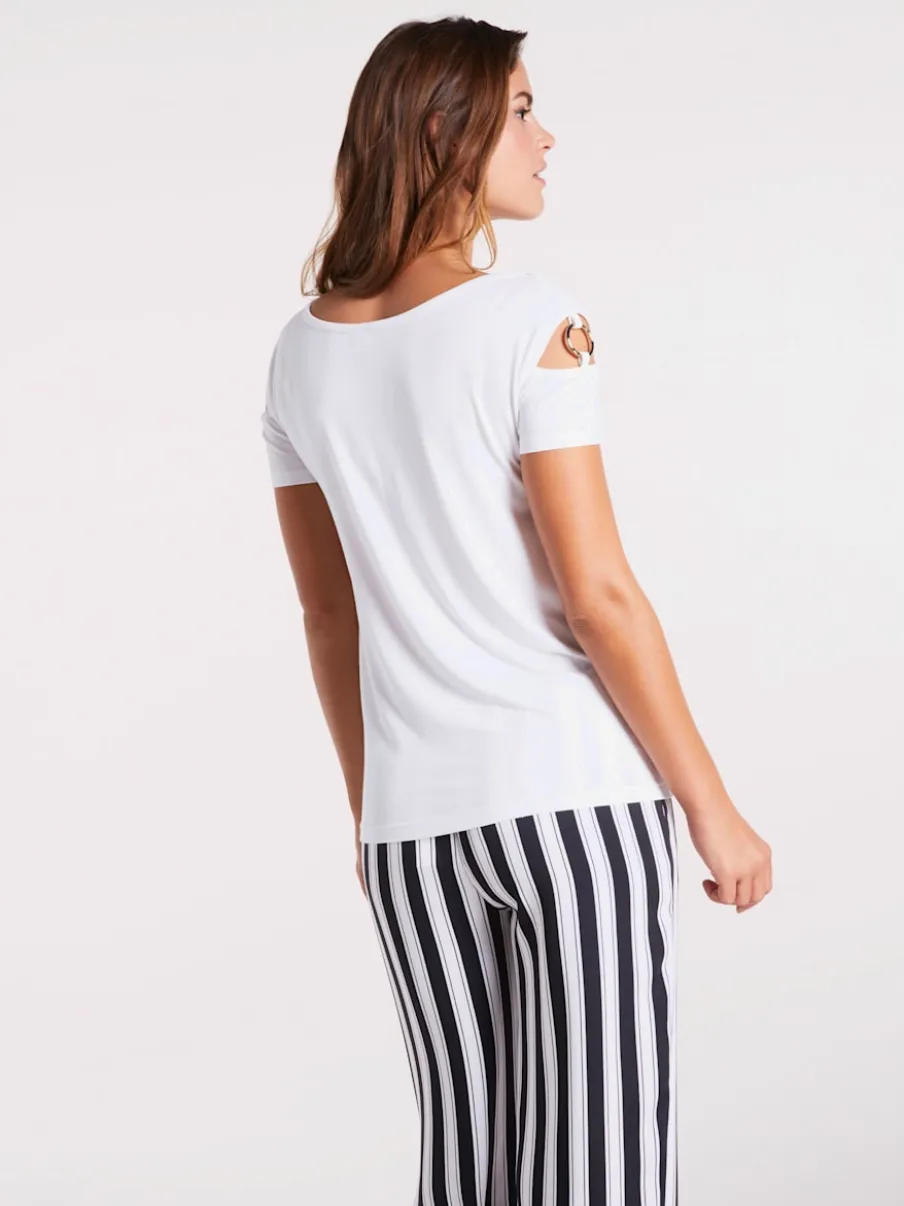 T-shirt à manches courtes avec éléments décoratifs raffinés