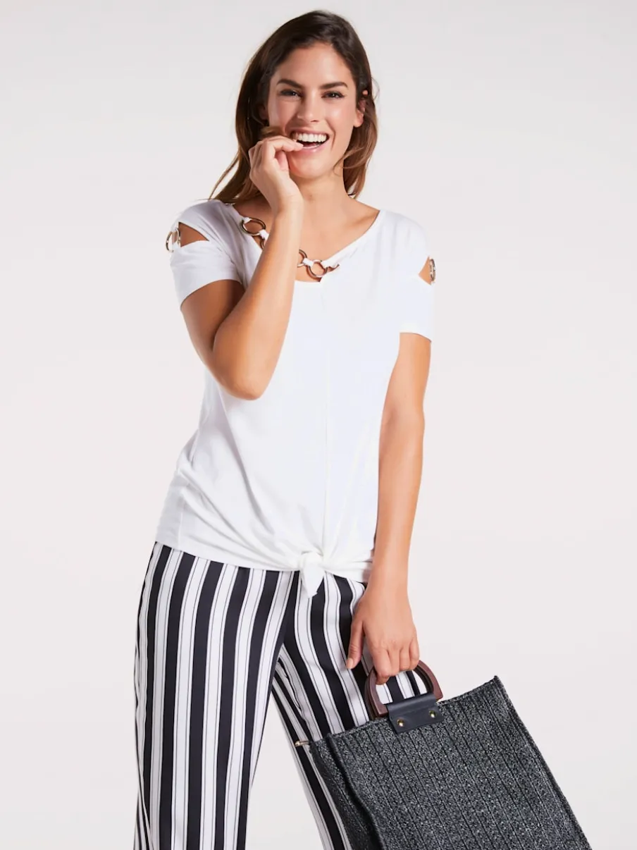 T-shirt à manches courtes avec éléments décoratifs raffinés