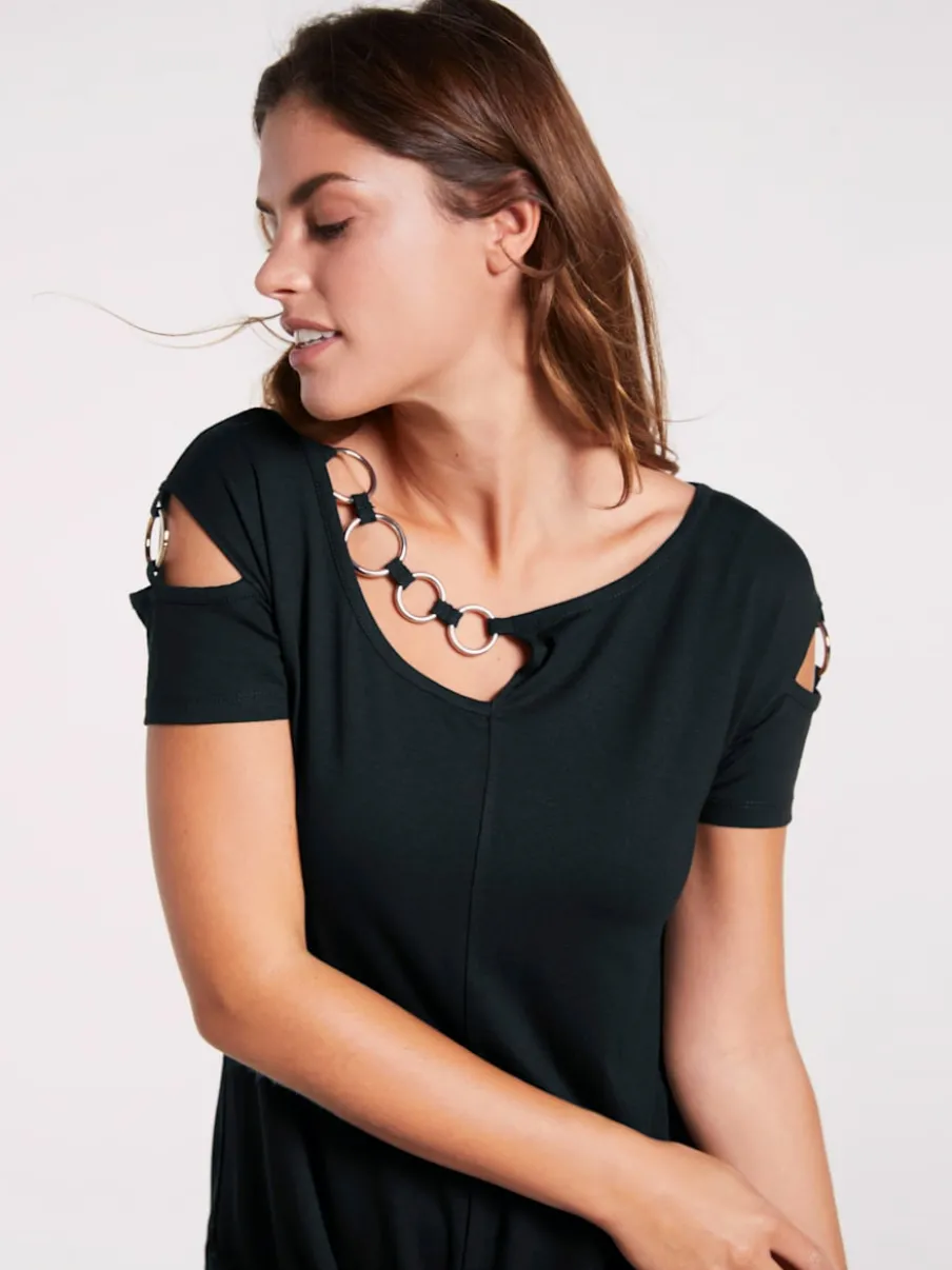 T-shirt à manches courtes avec éléments décoratifs raffinés