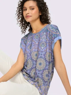 T-shirt à manches courtes avec motif patchwork en viscose ECOVERO