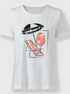 T-shirt à manches courtes avec motif imprimé et paillettes