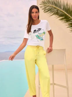 T-shirt à manches courtes avec motif imprimé et paillettes
