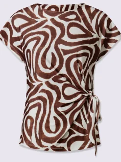 T-shirt à manches courtes avec motif imprimé fluide et encolure ronde