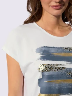 T-shirt manches courtes avec motif animal et col rond