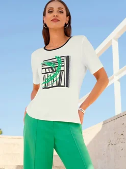 T-shirt à manches courtes avec motif argent et brillant
