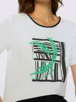 T-shirt à manches courtes avec motif argent et brillant