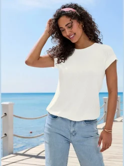 T-shirt à manches courtes avec motif jacquard et encolure ronde
