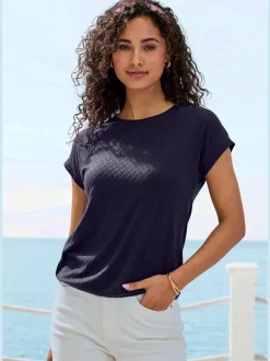 T-shirt à manches courtes avec motif jacquard et encolure ronde