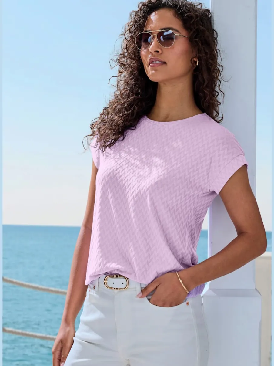 T-shirt à manches courtes avec motif jacquard et encolure ronde