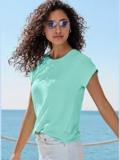 T-shirt à manches courtes avec motif jacquard et encolure ronde