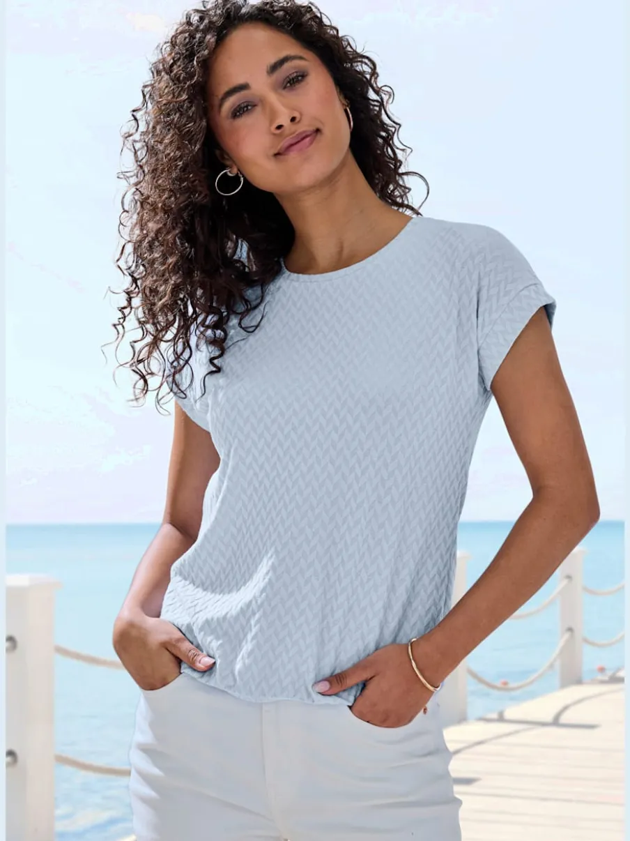 T-shirt à manches courtes avec motif jacquard et encolure ronde