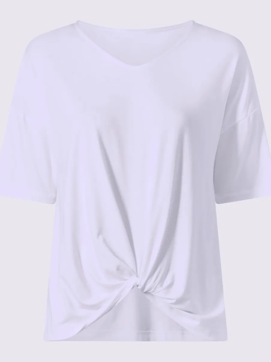 T-shirt à manches courtes avec nœud et encolure V