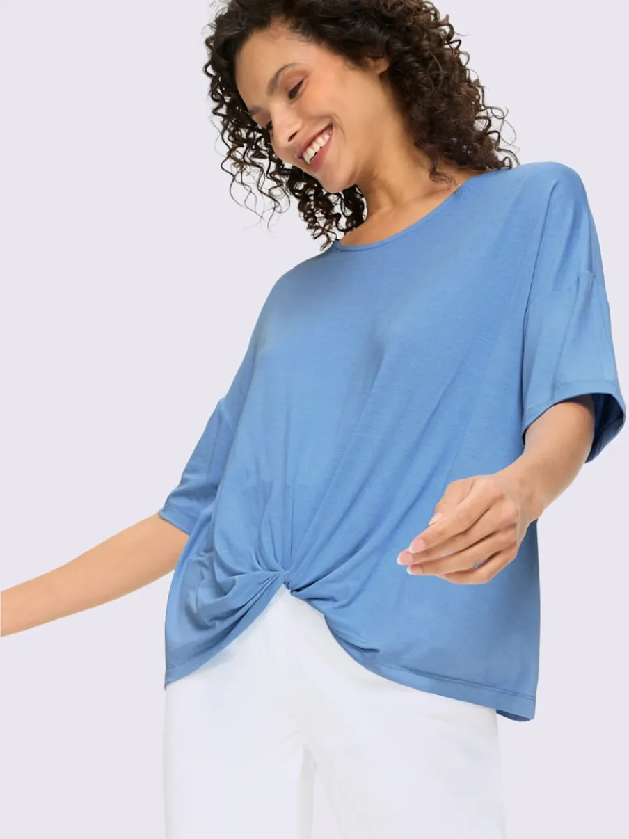 T-shirt à manches courtes avec nœud et encolure V
