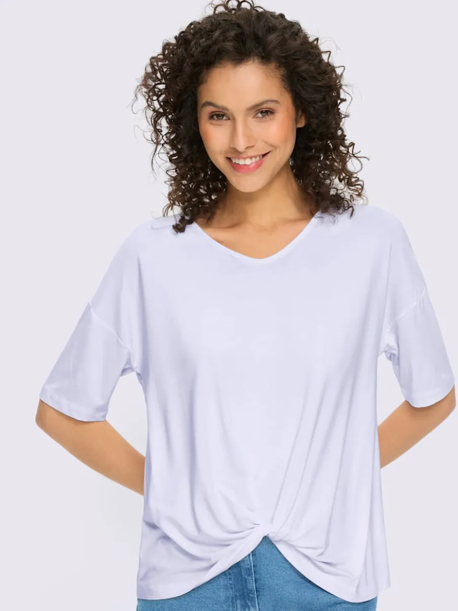 T-shirt à manches courtes avec nœud et encolure V