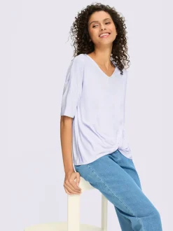 T-shirt à manches courtes avec nœud et encolure V