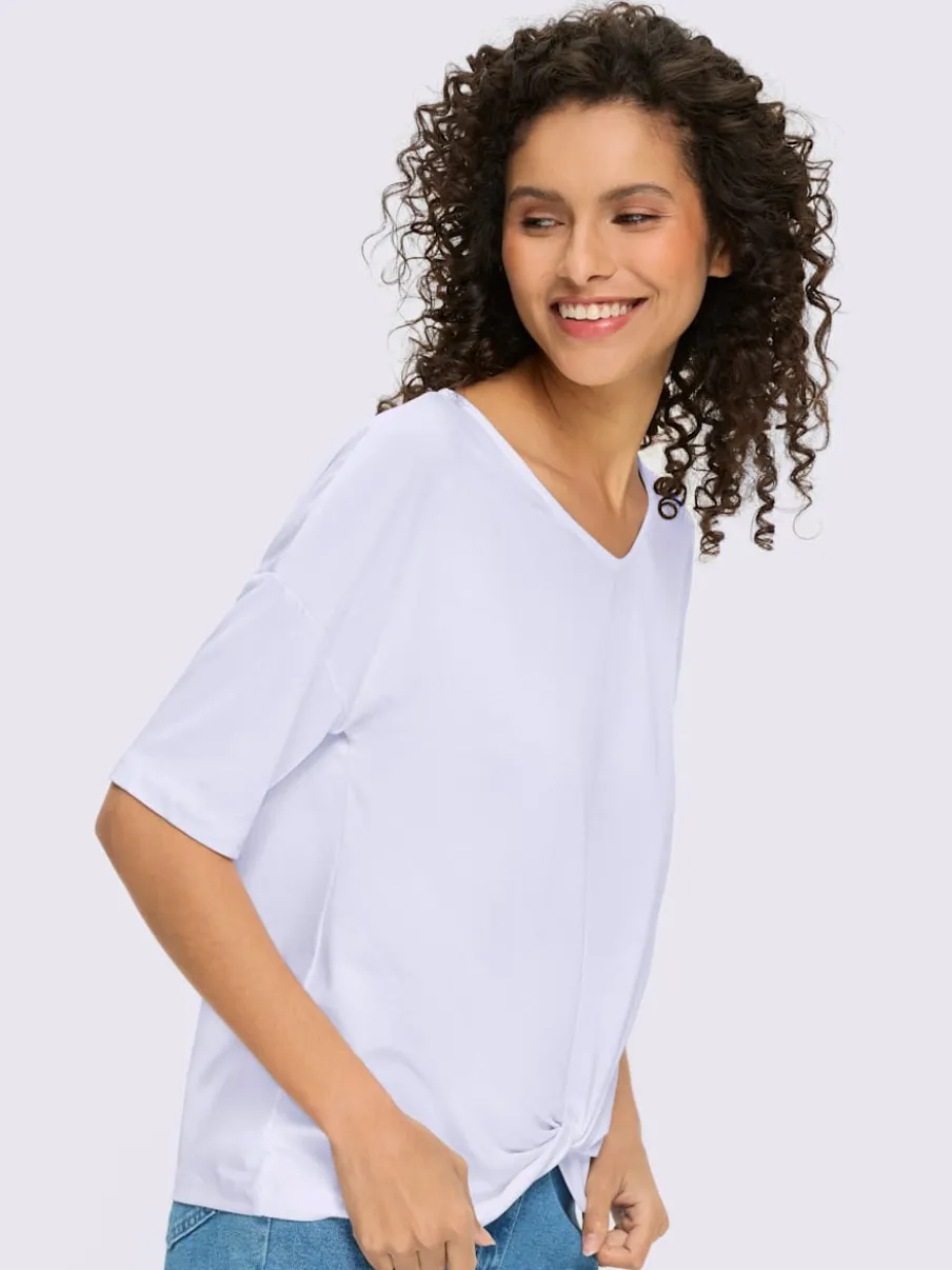 T-shirt à manches courtes avec nœud et encolure V